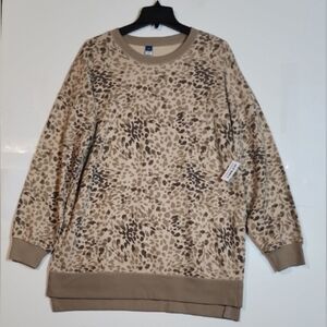 Old Navy Tunic Tall Sweatshirt Leopard Print NWT Size Large Tall